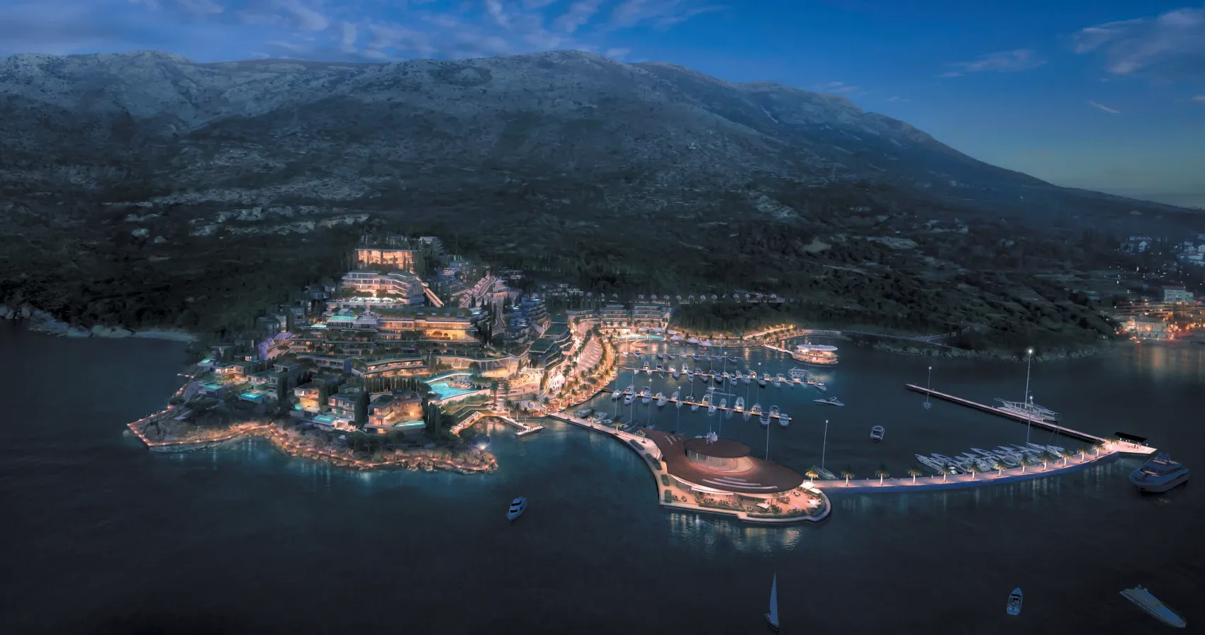Marina Resort Cavtat at night